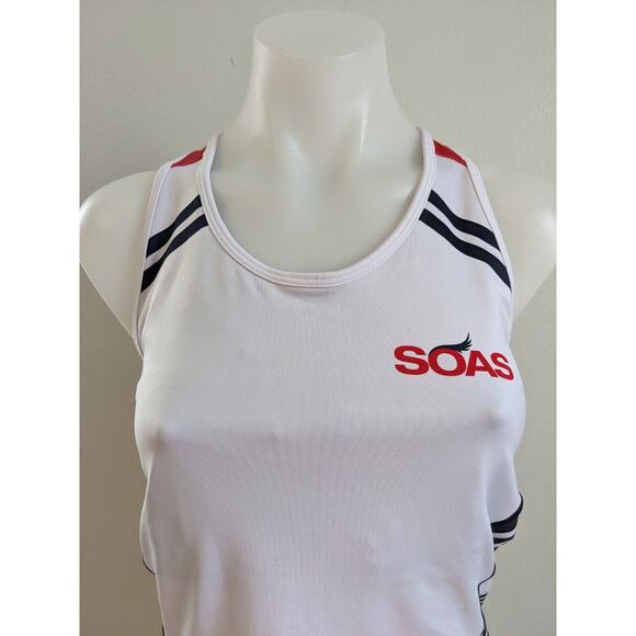 SOAS Womens Size Large Running Tri Tank White Racerback Cycling Pockets - Picture 5 of 14